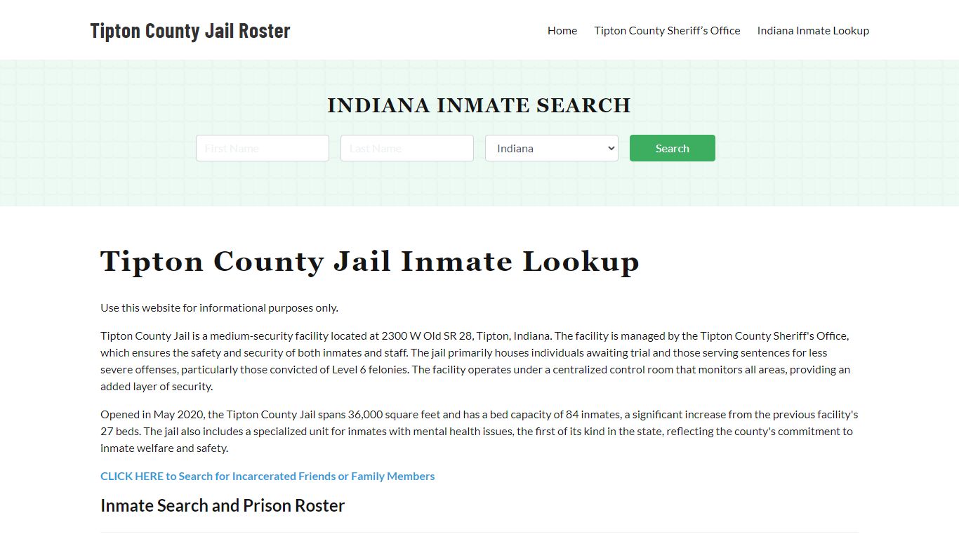 Tipton County Jail Roster Lookup, IN, Inmate Search